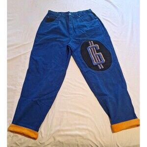 Vintage 1992-93 Hip-Hop Exhaust Brand Baggy Jeans Blue And Orange Size 38 New
